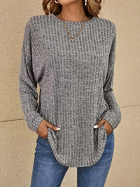 Yanna - Lässiger Langarm-Pullover – Grau