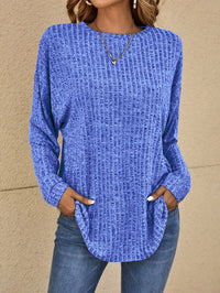 Yanna - Lässiger Langarm-Pullover – Blau