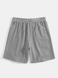 Herren Casual Elastisch Taille Gestreift Sommer Shorts – Grau