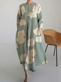 Zara - Blumiges locker fallendes Maxikleid – Grün