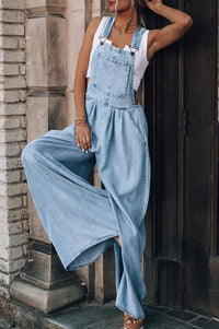 Heidi-Mode | Armelloser Trendiger Denim-Overall für Damen – Blau
