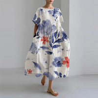 Zara - Blumiges locker fallendes Maxikleid – Weiß