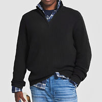 Constantine - Warmer Pullover mit halbem Zipper – Schwarz