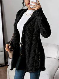 Sophia | Kuschelige Plüsch Strickjacke – Schwarz