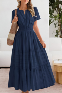 Damen Boho Breeze Midi Kleid – Marine