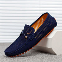 Jürgen | Herren atmungsaktive Leder-Loafer – Blau