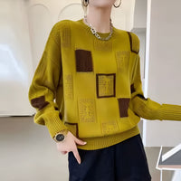 Greta | Geometrischer Strick Pullover – Gelb