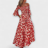 Bellira – Off-Shoulder Kleid mit floraler Leichtigkeit – Rot