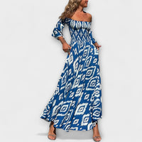 Bellira – Off-Shoulder Kleid mit floraler Leichtigkeit – Blau