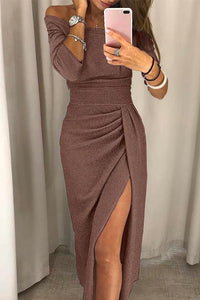 Palmira | Elegante Abend-Silhouette Damenkleid – Braun