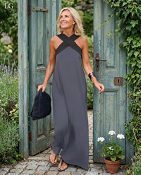 Delphine | Sommerkleid mit Kreuz-Detail – Grau