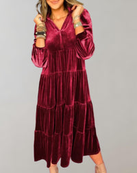 Liana - Locker sitzendes Samtkleid – Rot