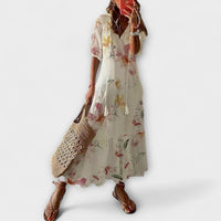 Anna – Damen Boho Sommerkleid – Beige