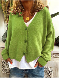 Anne | Warme Zeitlose Strickjacke – Hellgrün