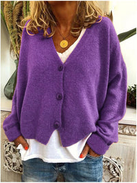Anne | Warme Zeitlose Strickjacke – Lila