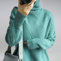Miriam | Damen Strick Rollkragenpullover – Blau