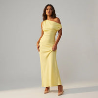 Julia | Damen Festlich Langes Hochzeitsgast Maxikleid – Gelb