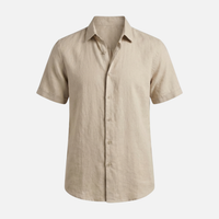 Ralf | Herren Atmungsaktives Leinenhemd Kurzarm Lockere Passform – Leinen Kurzarmhemd – Beige