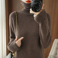 Jessel - Bequemer Damenrollkragenpullover – Braun