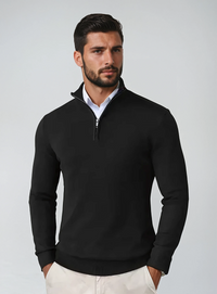 Kenneth | Herren Slim Fit Quarter-Zip Pullover – Schwarz