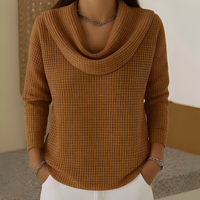 Danela – Eleganter Pullover Mit Wasserfallausschnitt – Braun