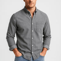 Ben | Herren Sommer Baumwoll Langarmhemd – Grau