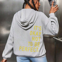 Sabrina | Stylischer Bedruckter Oversize Hoodie – Hellgrau