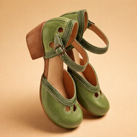 Bequeme Sandalen Damen im Vintage-Stil – Elegante, Feminine Sandalen für Stilvolle Sommerlooks – Grün