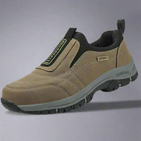 Sommer-Trekkingschuhe für Herren – Bequeme Slip-On Wanderschuhe mit Komfortsohle – Khaki