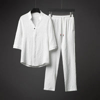 HAINES - LOCKERES HEMD UND GERADE HOSE SET – Weiß