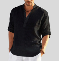Elegantes Leinenhemd Herren – Schwarz