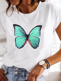 Leonora | Damen Herz Print T-Shirt Rundhals Kurzarm – Weiß 2