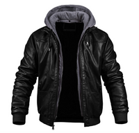 Prio | Stilvolle Premium Leder-Winter-Jacke mit Kapuze – Schwarz