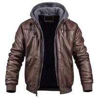 Prio | Stilvolle Premium Leder-Winter-Jacke mit Kapuze – Dunkelbraun