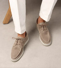 George - Luxuriöse Leder-Loafer zum Schnüren für Herren – Beige