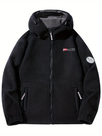 Liadyx | Outdoor-Fleece gefütterte Kapuzenjacke für Männer – Polyester – Schwarz