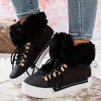 Reigetha | Mit Pelz gefütterte Schneestiefel - Solid Red Fashion Ankle High Footwear – Schwarz