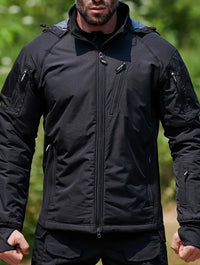 IIrelyn | Leichte Windbreaker-Jacke mit Kapuze für Männer, lässiger Rundhalsausschnitt – Schwarz