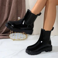 Dreison | Women’s Fashion Stiefel – Anti-Rutsch, wasserdicht, dicke Sohle, runde Zehe – Schwarz