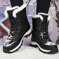 Dreilon | Wasserdichte, rutschfeste und verschleißfeste verdickte Schneestiefel für Frauen – Schwarz