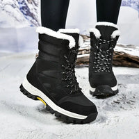 Dreivian | Wasserdichte, mittelhohe Schnürstiefel für Frauen im Winter – Schwarz