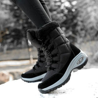 Dreivara | Wasserdichte, rutschfeste Damenstiefel aus Fleece, warm und gemütlich – Schwarz