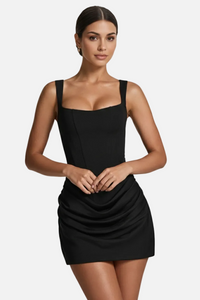 Sigrid | Damen Elegantes Mini Abendkleid – Schwarz
