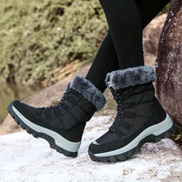 Klefrayn | High-Top Winter-Schneestiefel für Frauen - warm, rutschfest – Schwarz