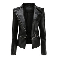 Bikerjacke Damen Slim Fit | Mit Reißverschluss – Schwarz