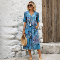 Caramina - Stilvolles Midikleid für Damen – Ozeanblau