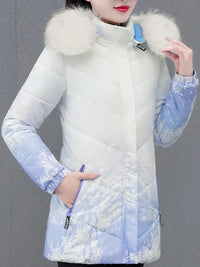 Iresuna | Schicker mittellanger Wintermantel für Damen mit Plüschkragen – Blau