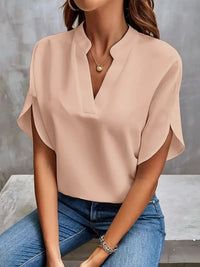 Elisabeth | Damen fließende V-Ausschnitt Bluse – Rosa