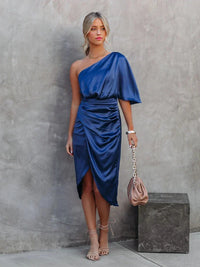 Eula - Elegantes Midi-Kleid – Dunkelblau