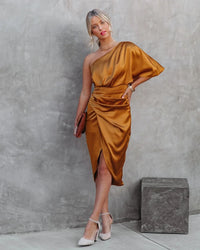 Eula - Elegantes Midi-Kleid – Orange